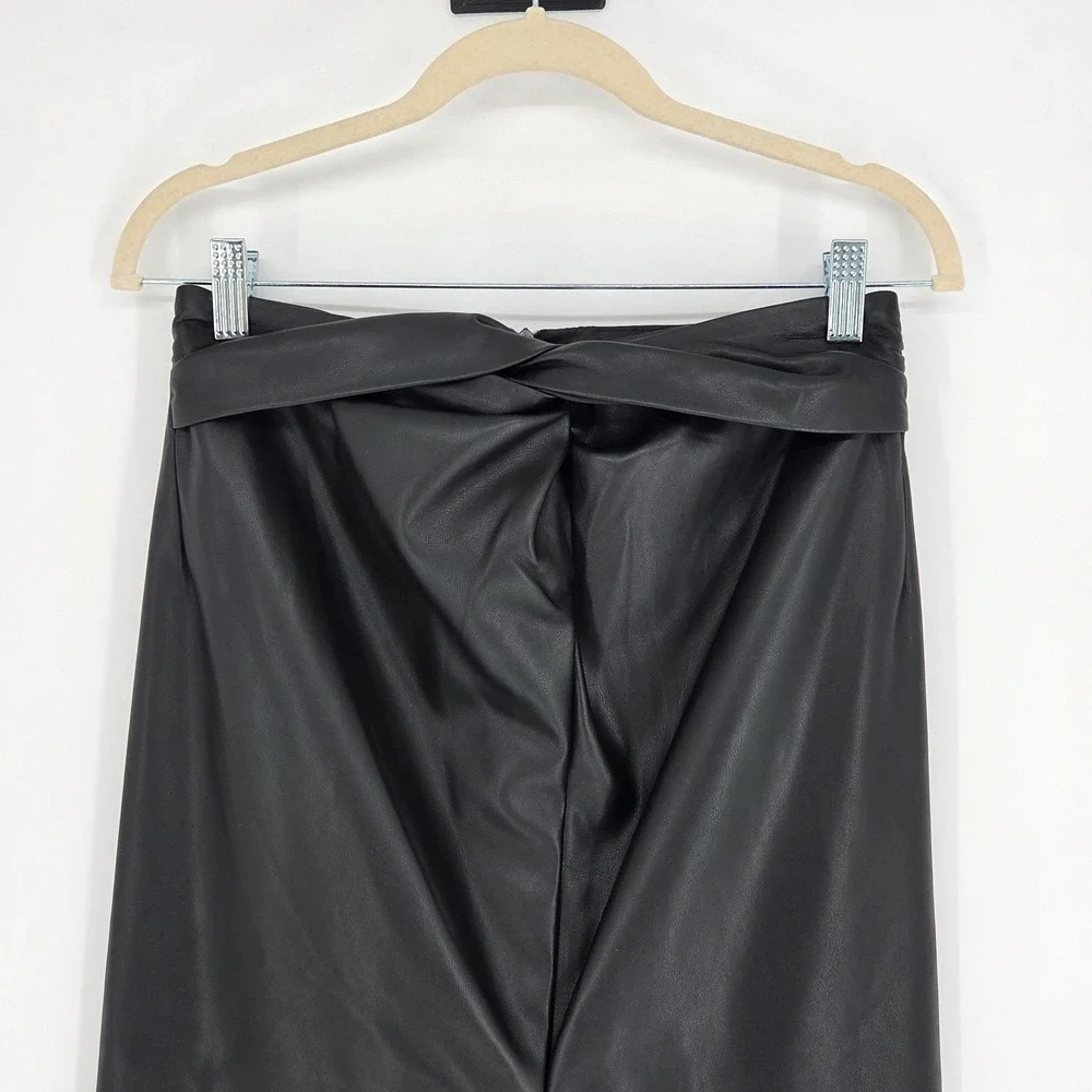 Mango Knotted Faux Leather Maxi Skirt Small Minimalist Winter Whimsigoth Black